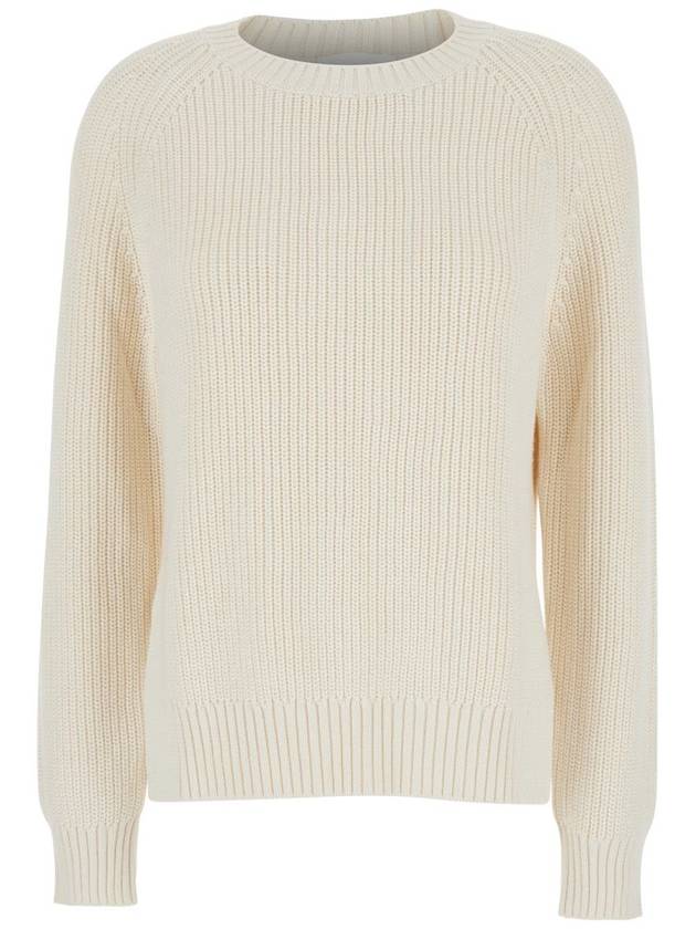 White Knit Crewneck Sweater In Cotton And Cashmere Blend Woman - P.A.R.O.S.H. - BALAAN 1