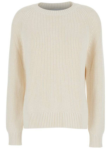 White Knit Crewneck Sweater In Cotton And Cashmere Blend Woman - P.A.R.O.S.H. - BALAAN 1