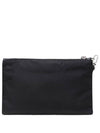 Re-Nylon and Saffiano Leather Clutch Bag Black - PRADA - BALAAN 3