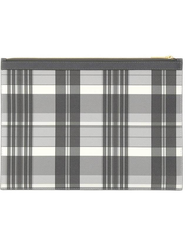 Madras 4 Bar Stripe Clutch Bag Grey - THOM BROWNE - BALAAN 2