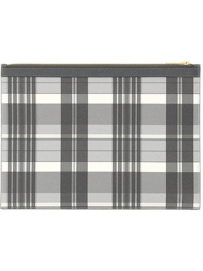 Madras 4 Bar Stripe Clutch Bag Grey - THOM BROWNE - BALAAN 2