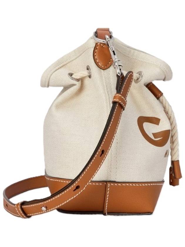 Logo Print Leather Trim Shoulder Bag Beige - GUCCI - BALAAN 6