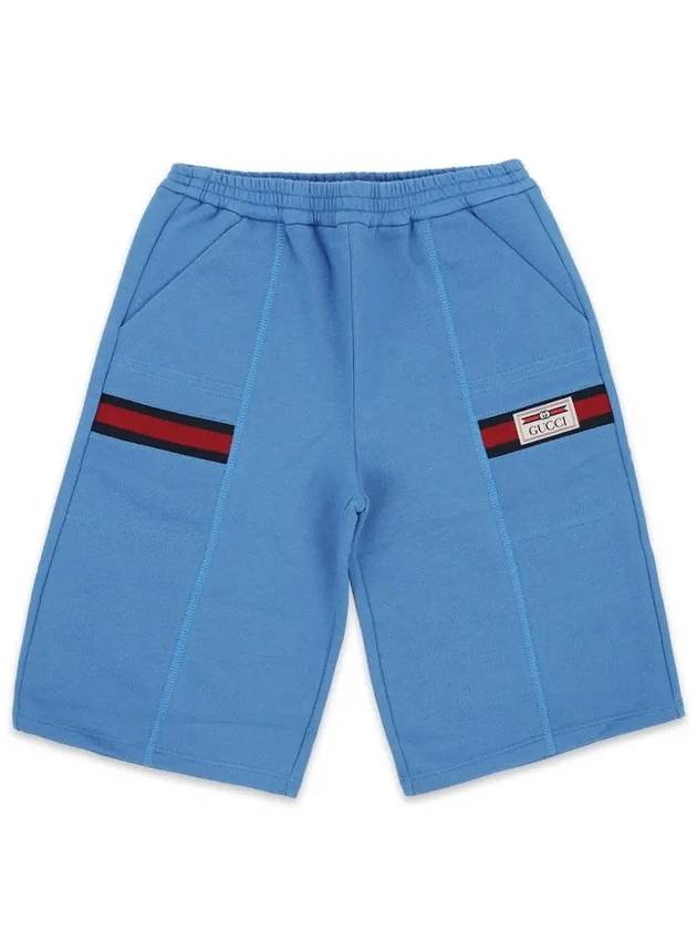 Kids Logo Label Shorts Blue - GUCCI - BALAAN 3