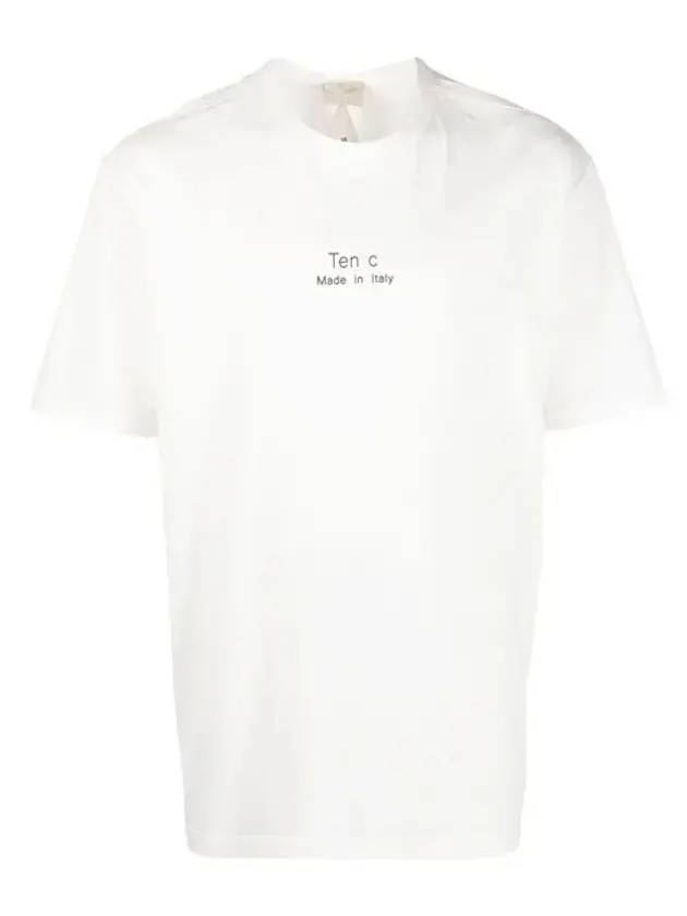 Logo Cotton Short Sleeve T-Shirt White - TEN C - 1