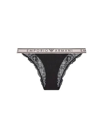 UNDERWEAR Women s Flower Embroidery Viscose Brazilian Briefs Black - EMPORIO ARMANI - BALAAN 1