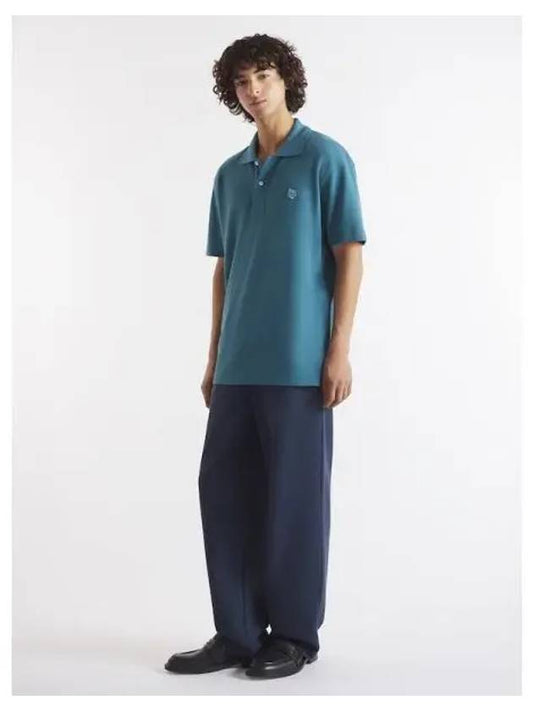 Men s Foxhead Patch Comfort Polo T Shirt Lake Blue Domestic Product - MAISON KITSUNE - BALAAN 1