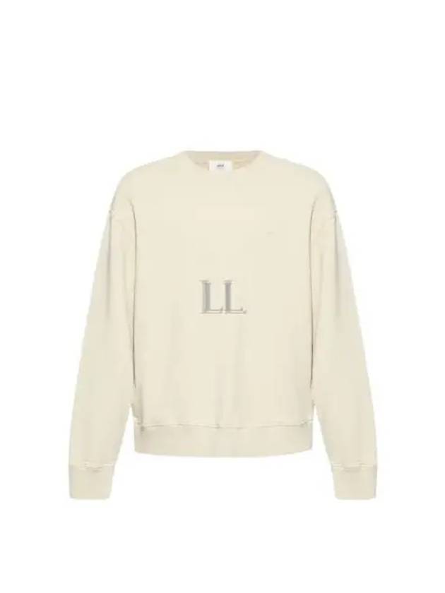 Embroidery Logo Crew Neck Sweatshirt Beige - AMI - BALAAN 2