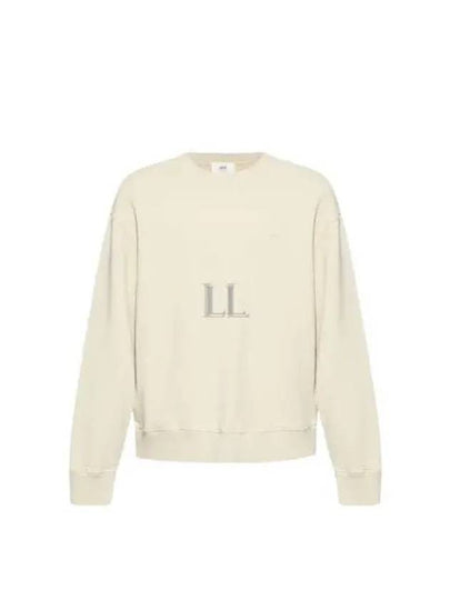 Embroidery Logo Crew Neck Sweatshirt Beige - AMI - BALAAN 2