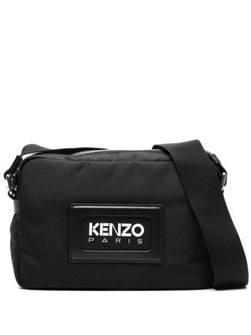 Embossed Logo Messenger Bag Black - KENZO - BALAAN 1