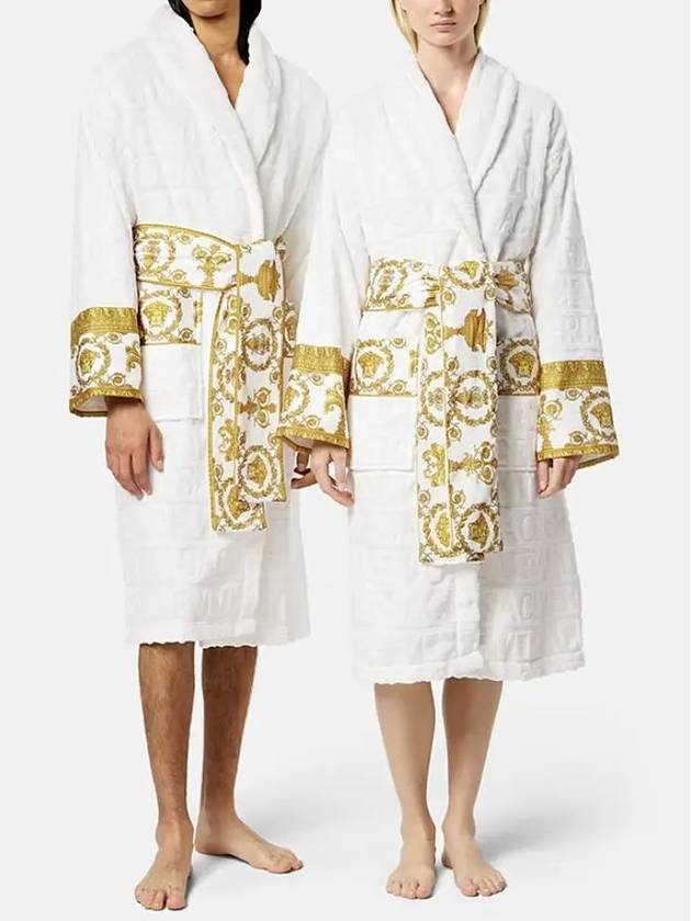 Baroque Pattern Bathrobe Lounge Wear White - VERSACE - BALAAN 6