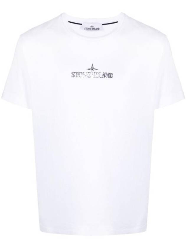 Logo Print Short Sleeve T-Shirt  White - STONE ISLAND - BALAAN 2