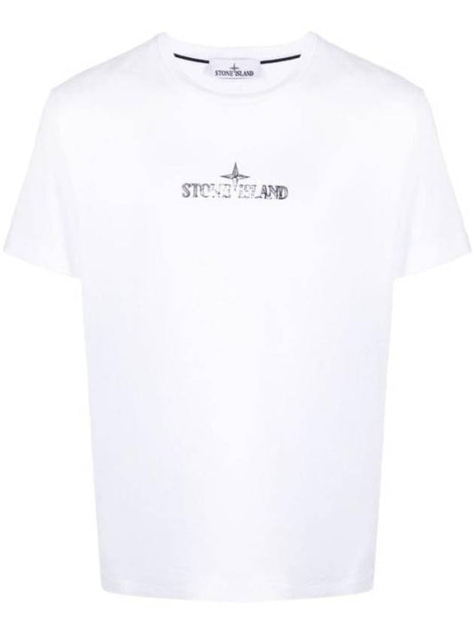 Logo Print Short Sleeve T-Shirt  White - STONE ISLAND - BALAAN 1