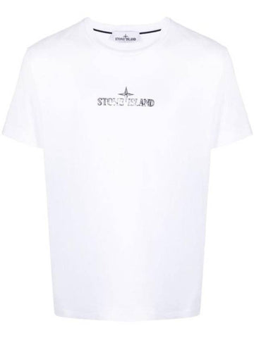 Logo Print Short Sleeve T-Shirt  White - STONE ISLAND - BALAAN 1