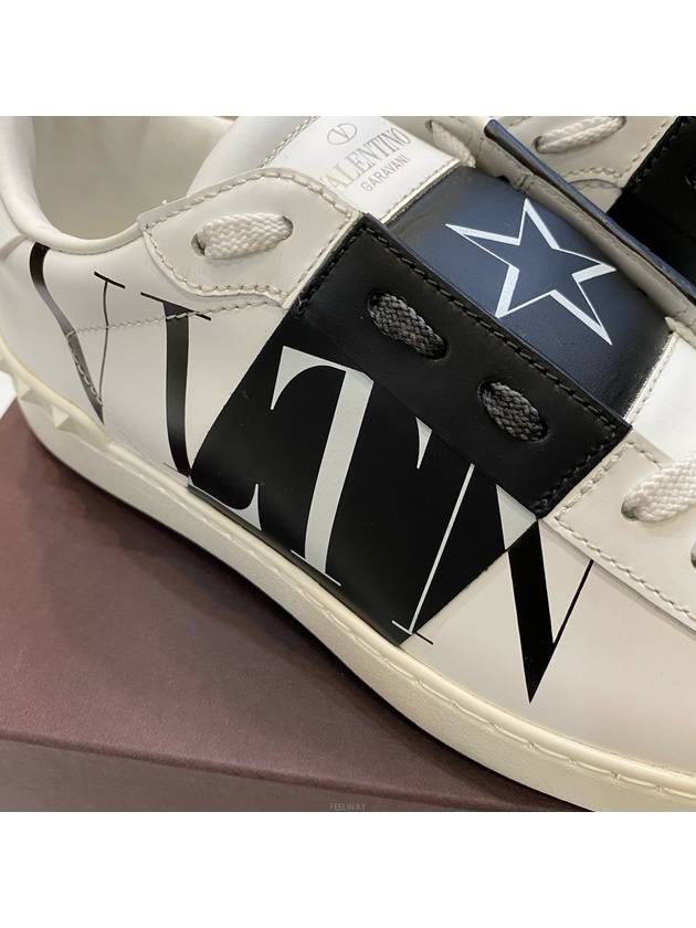 Men's Open Hidden Logo Star Leather Low Top Sneakers White - VALENTINO - BALAAN 7
