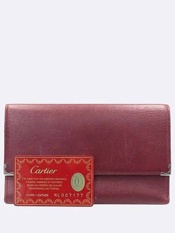 Wine leather ruby line flap long wallet - CARTIER - BALAAN 1