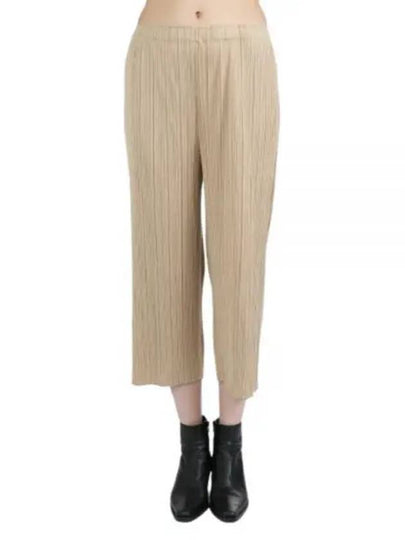 Women's Pleats Wide Pants Beige - ISSEY MIYAKE - BALAAN 2