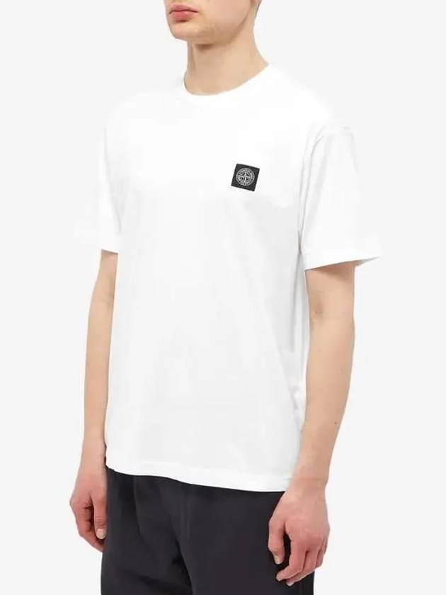 Logo Patch Cotton Short Sleeve T-Shirt White - STONE ISLAND - BALAAN 3