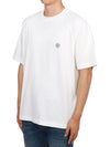 Compass Patch Regular Fit Cotton Short Sleeve T-Shirt White - STONE ISLAND - BALAAN 3