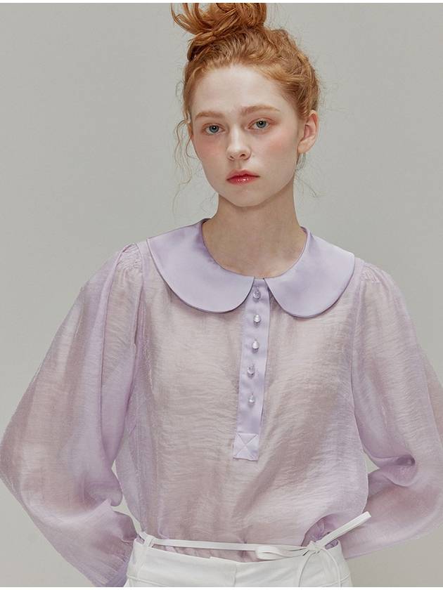 Round collar see-through blouse lavender - OPENING SUNSHINE - BALAAN 3