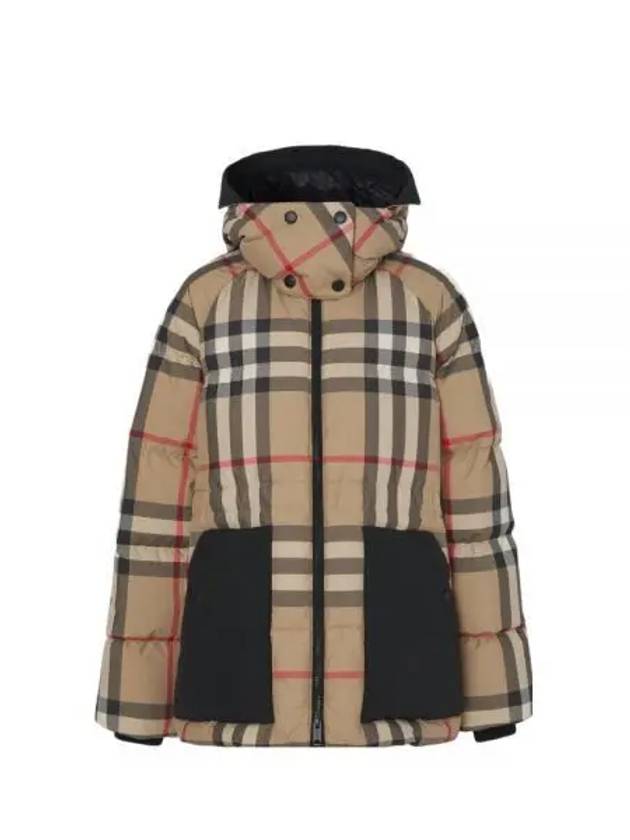 Women's Detachable Check Hooded Padding Archive Beige - BURBERRY - BALAAN 2