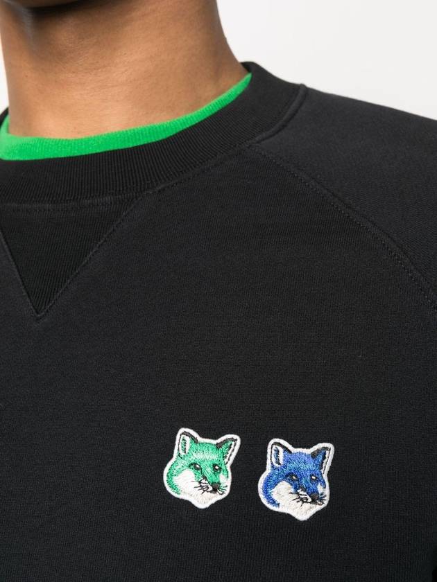 Double Monochrome Fox Head Patch Classic Sweatshirt Black - MAISON KITSUNE - BALAAN 6