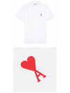 Small Heart Logo Polo Shirt White - AMI - BALAAN 5