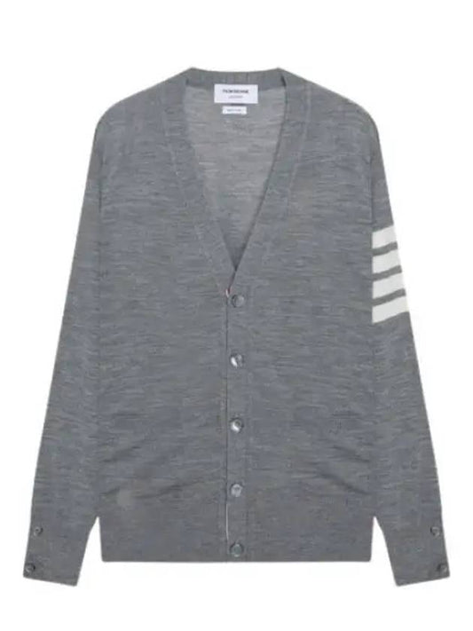 diagonal stripe sustainable wool cardigan men - THOM BROWNE - BALAAN 1