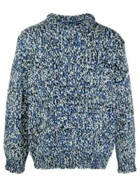 Men's Mouline Effect Wool Blend Knit Top Blue - MAISON MARGIELA - BALAAN 2