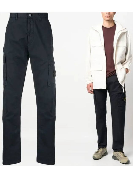 Logo Patch Cargo Cotton Straight Pants Navy - STONE ISLAND - BALAAN 2