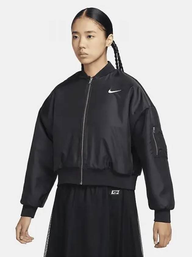 NSW Reversible Pouf Bomber Jacket Black - NIKE - BALAAN 2