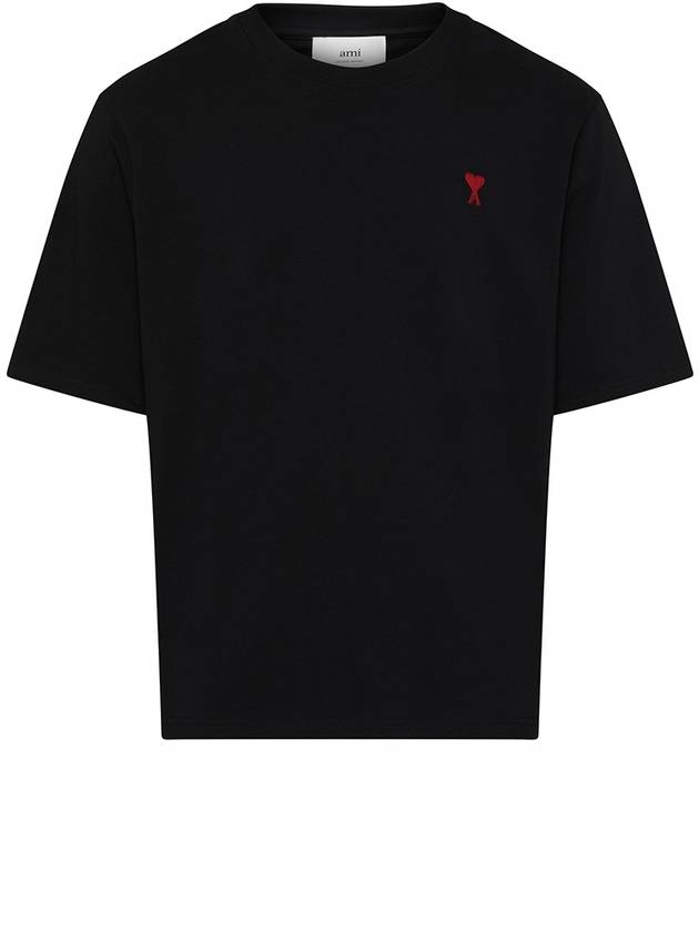 Small Heart Logo Boxy Fit Short Sleeve T-Shirt Black - AMI - BALAAN 3