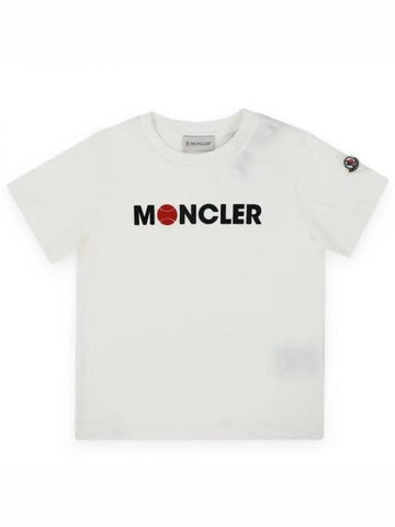 Kids Baseball Lettering Logo Short Sleeve Ivory 8C00003 89AFV 034 8 10A 271343 1053856 - MONCLER - BALAAN 1