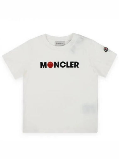 Kids Baseball Lettering Logo Short Sleeve Ivory 8C00003 89AFV 034 8 10A 271343 1053856 - MONCLER - BALAAN 1