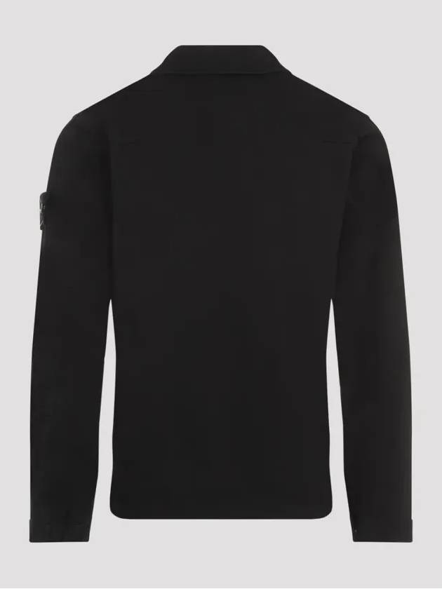 Organic Stretch Cotton Satin Long Sleeve Shirt Black - STONE ISLAND - BALAAN 3