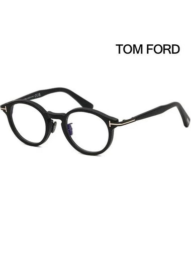 Blue light blocking glasses frame TF6008DB 002 round matte black Asian fit horn rim - TOM FORD - BALAAN 1