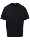 Micro Embroidered Logo Cotton Jersey Short Sleeve T-Shirt Black - STONE ISLAND - BALAAN 1