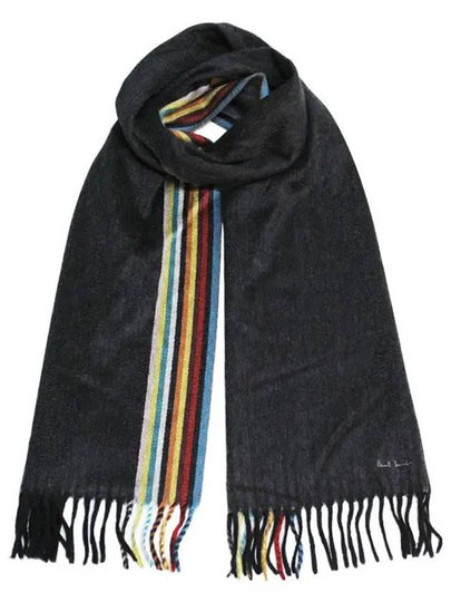 Cashmere Signature Stripe Edge Scarf Black - PAUL SMITH - BALAAN 2