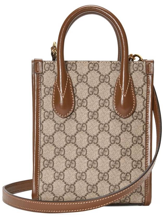 Mini Tote Bag with Interlocking G Beige Ebony Brown - GUCCI - BALAAN 4