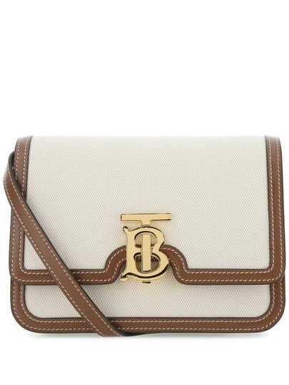 Two-Tone Canvas Leather Small TB Shoulder Bag Ivory - BURBERRY - BALAAN 2