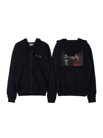 Caravaggio Printed Zip-Up Hoodie Black - OFF WHITE - BALAAN 1