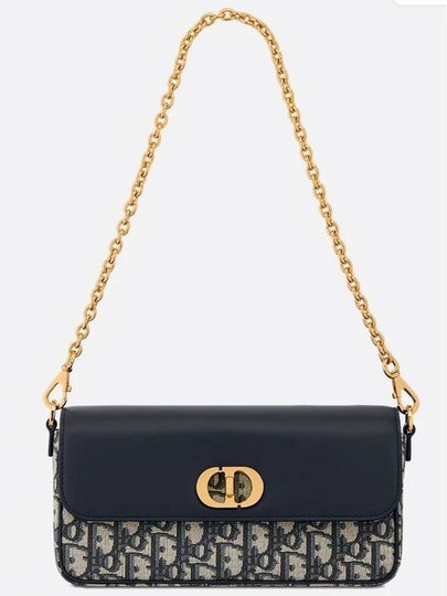 Miss Caro Chain Oblique Jacquard Pouch Bag Dark Blue - DIOR - BALAAN 2