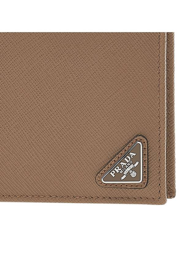 Triangle Logo Saffiano Half Wallet Caramel - PRADA - BALAAN 7