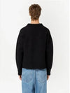 Big Heart Logo Wool Cardigan Black - AMI - BALAAN 5