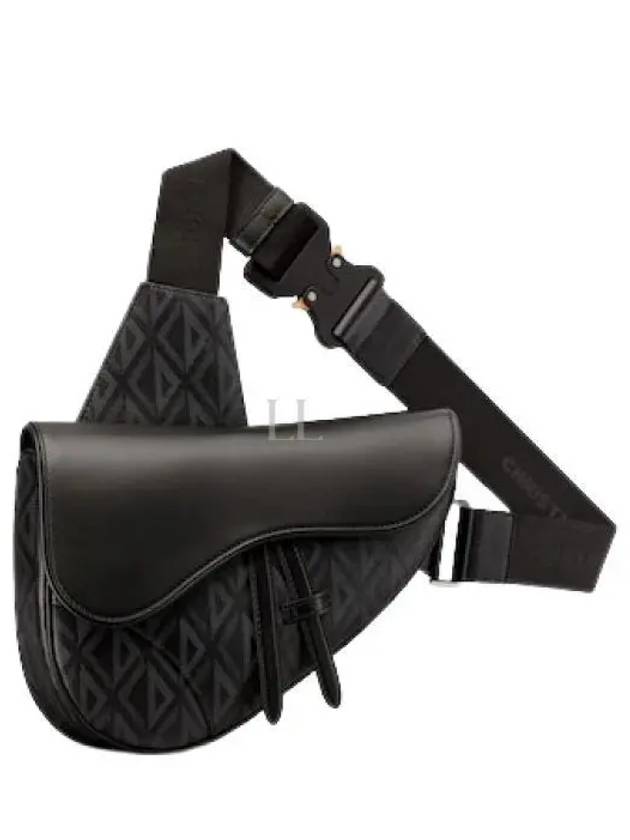 Saddle CD Diamond Canvas Smooth Calfskin Cross Bag Black - DIOR - BALAAN 2