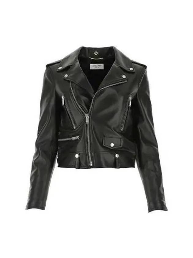 Jacket Women Biker Leather Black - SAINT LAURENT - BALAAN 1