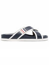 Three Stripes Buckle Cross Sandals Navy - THOM BROWNE - BALAAN 6