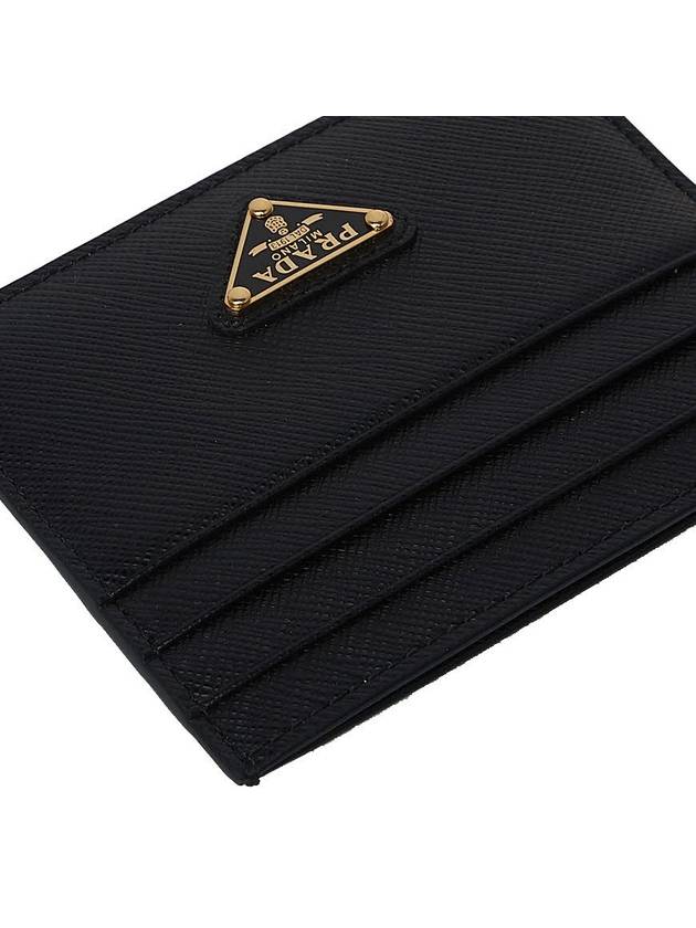 Saffiano Leather Triangle Logo Card Wallet Black Gold - PRADA - BALAAN 8