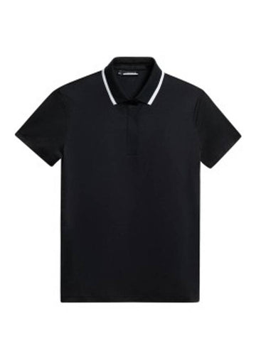 Golf Short Sleeve T-Shirt Cecil Jacquard Polo GWJT10772 Black - J.LINDEBERG - BALAAN 1