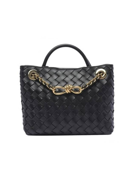 Andiamo Chain Small Leather Tote Bag Black - BOTTEGA VENETA - BALAAN 1