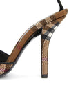 Checked Stiletto Sandal Heels Dark Birch Brown - BURBERRY - BALAAN 9